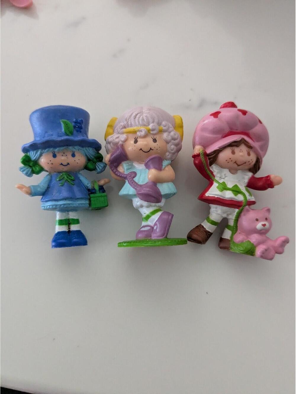 3 - 1980's  AGC STRAWBERRY SHORTCAKE FIGURES W Angel Cake & Blueberry Muffin